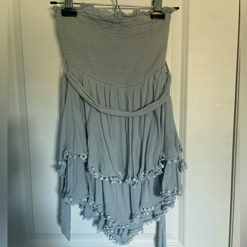 Cute dusty blue romper with bandeau top